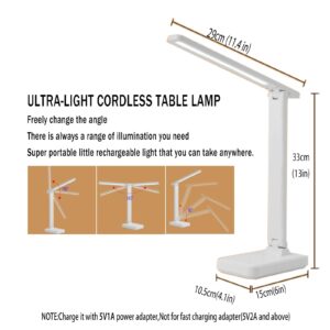 IQeer Cordless LED Desk Lamp for Home Office, 4000mAh Rechargeable Battery Operated Table Lamps,Eye-Caring Reading Lamp for Students, 3 Lighting Modes & Brightness Dimmer Light for Kids Study