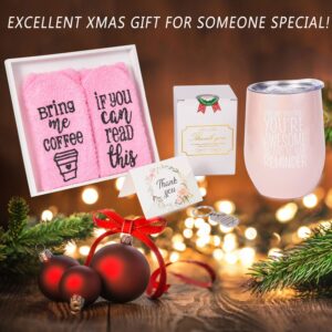 Thank You Gifts for Women Birthday Gift for Women Wine Tumbler for Mom/Her/Best Friends/Wine Lovers, Ideal Fun Presents for Thanks Giving Gift for Sister Inspirational Gift Box