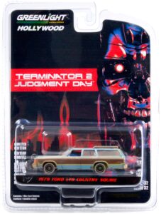 1979 ford ltd country squire light blue w/woodgrain sides (weathered) terminator 2: judgment day 1991 movie 1/64 diecast model by greenlight 44920 c