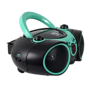 Jensen CD-490 Portable Sport Stereo CD Player Boombox with AM/FM Radio, Aux Line-in & Headphone Jack (Limited Edition Colors) (Aqua Teal)