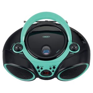 Jensen CD-490 Portable Sport Stereo CD Player Boombox with AM/FM Radio, Aux Line-in & Headphone Jack (Limited Edition Colors) (Aqua Teal)