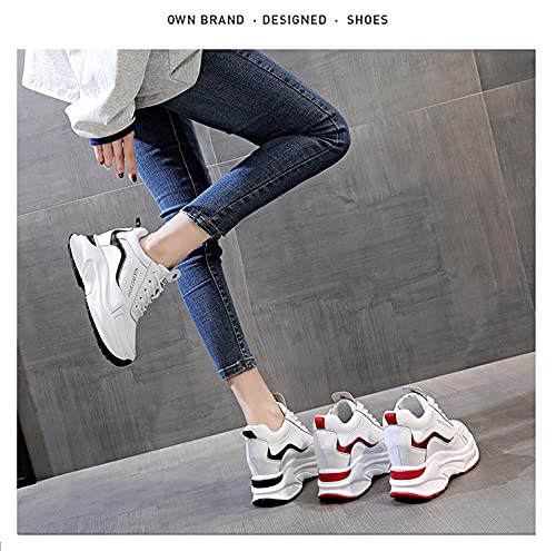 AINIFU Heightening Sneakers for Women White Running Shoes Walking Shoes Outdoor Casual Footwear（Heightening 3.2 inch）