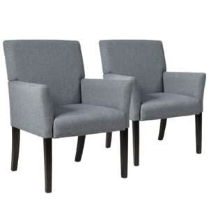 powerstone executive accent chair set fabric guest chairs office chair reception waiting room armchair with wooden legs single sofa home theater seating 2pcs,grey
