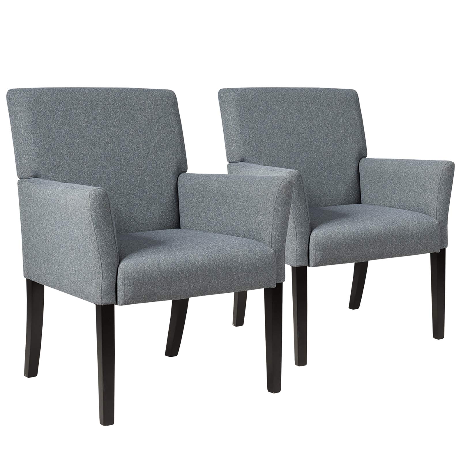 POWERSTONE Executive Accent Chair Set Fabric Guest Chairs Office Chair Reception Waiting Room Armchair with Wooden Legs Single Sofa Home Theater Seating 2pcs,Grey