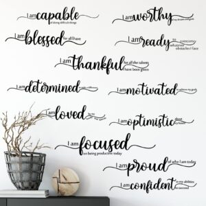 motivational wall decor black inspirational wall art inspirational quote wall stickers vinyl positive wall decal for living room bedroom office nursery restaurants offices, 2 sheets
