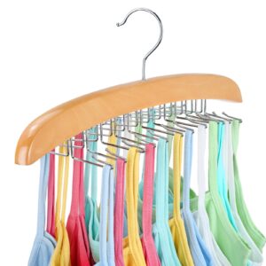 resovo tank top hanger with premium wood, 24 large capacity, space saving,360 degree rotating, foldable metal hooks, tank tops