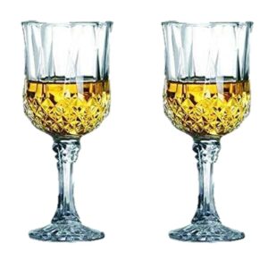JNSM Wine Glasses/Crystal Clear Champagne Wine Glasses with Diamond Cuts for Any Occasion (220ml, Set of 2)