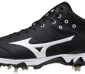 Mizuno unisex adult 9-spike Ambition 2 Mid 9 Spike Men's Metal Baseball Cleat 11, Black-white (9000), 11 US