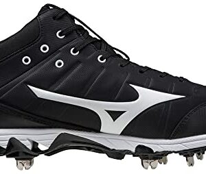 Mizuno unisex adult 9-spike Ambition 2 Mid 9 Spike Men's Metal Baseball Cleat 11, Black-white (9000), 11 US