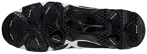 Mizuno unisex adult 9-spike Ambition 2 Mid 9 Spike Men's Metal Baseball Cleat 11, Black-white (9000), 11 US