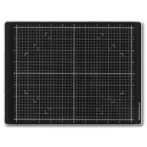 glassboard studio rich black glass craft mat (9x12in) - magnetic, heat & scratch resistant, stain-proof for crafting, cutting, painting, mixed media artwork - grid & angle lines, non-slip rubber feet