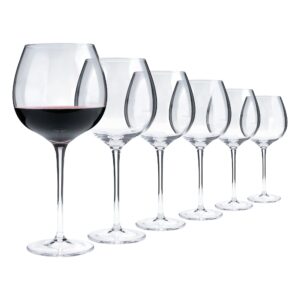 Aspen & Birch - Timeless Wine Glasses Set of 6 - Red Wine Glasses or White Wine Glasses, Premium Crystal Stemware, Long Stem Wine Glasses Set, Clear, 23 oz, Hand Blown Glass Crafted by Artisans