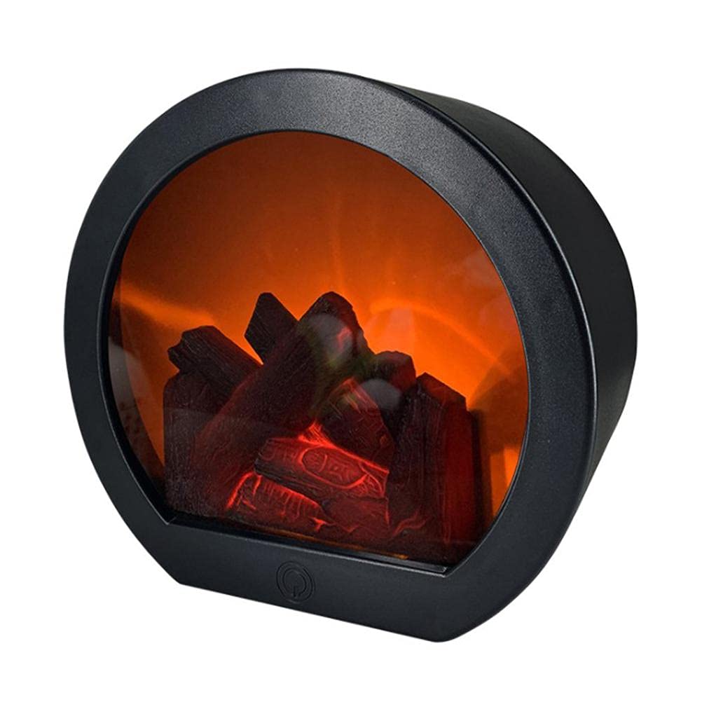 LED Fireplace Lamp, Round Touch-Sensitive, with Realistic Flame Simulation, Home Decor for Indoor Outdoor, 18.5 × 20 × 10cm