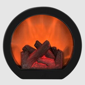 LED Fireplace Lamp, Round Touch-Sensitive, with Realistic Flame Simulation, Home Decor for Indoor Outdoor, 18.5 × 20 × 10cm