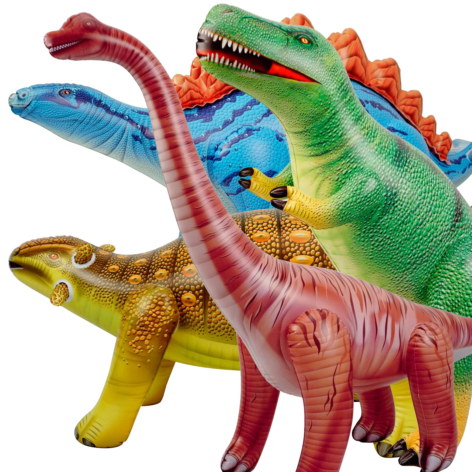 SELPONT c Inflatable Dinosaur Party Supplies Birthday Decorations Balloon Dinosaur Birthday Party Supplies Blow up 3-5-12th Kids Toys(Tyrannosaurus, Stegosaurus, Brachiosaurus Ankylosaurus)