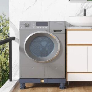 QQUN Adjustable Mini Fridge Stand- Dryer Dorm Refrigerator Washing Machine Base- Washer Pedestal- Strong Feet for Machine- (Grey)
