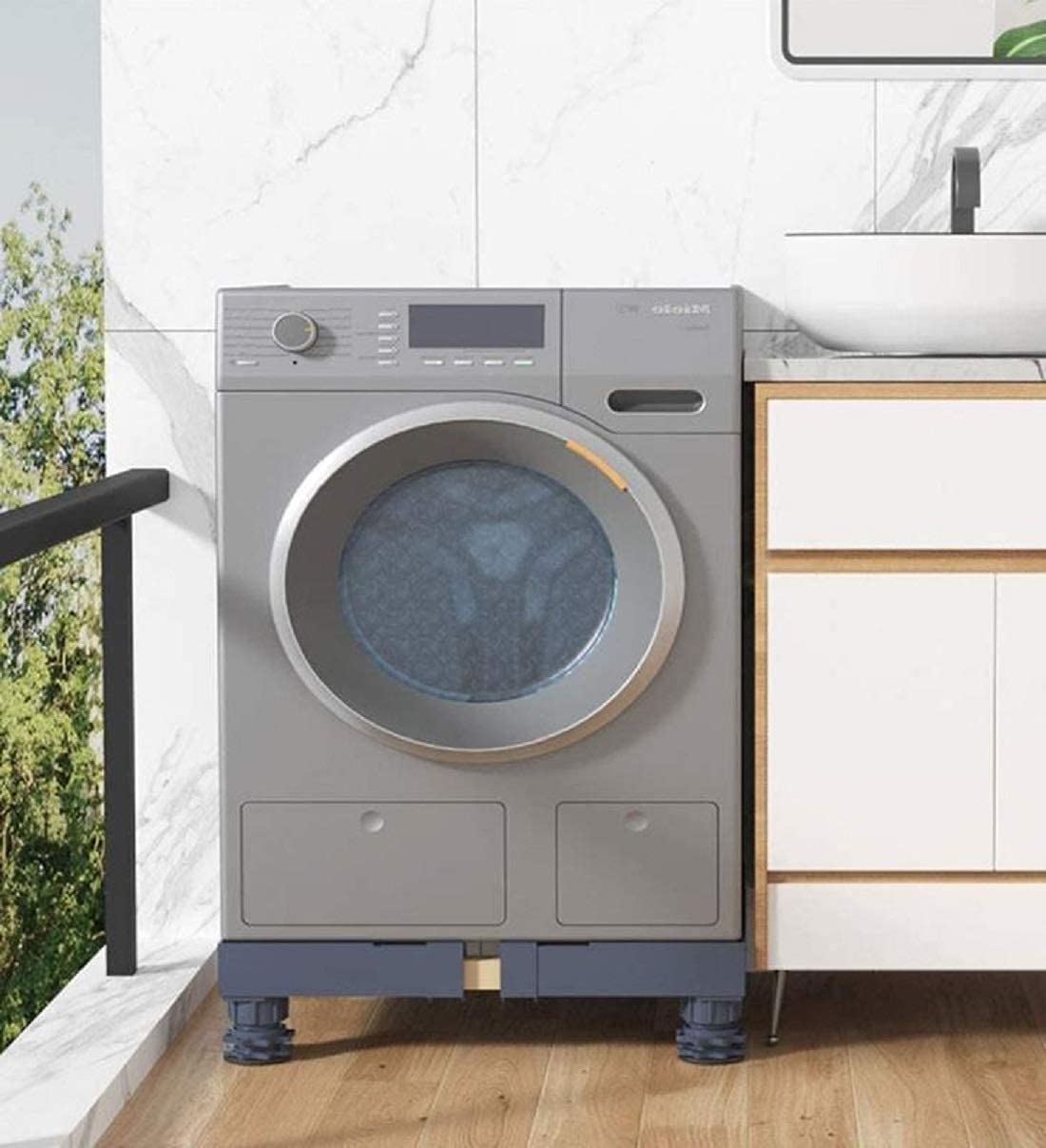 QQUN Adjustable Mini Fridge Stand- Dryer Dorm Refrigerator Washing Machine Base- Washer Pedestal- Strong Feet for Machine- (Grey)