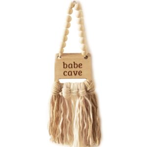 Decocove Babe Cave Sign - Wood Bead Garland - Boho Nursery Wall Decor for Girls and Boys - Neutral Home Decor - Baby Decor for Nursery - Door Sign for Toddler Room