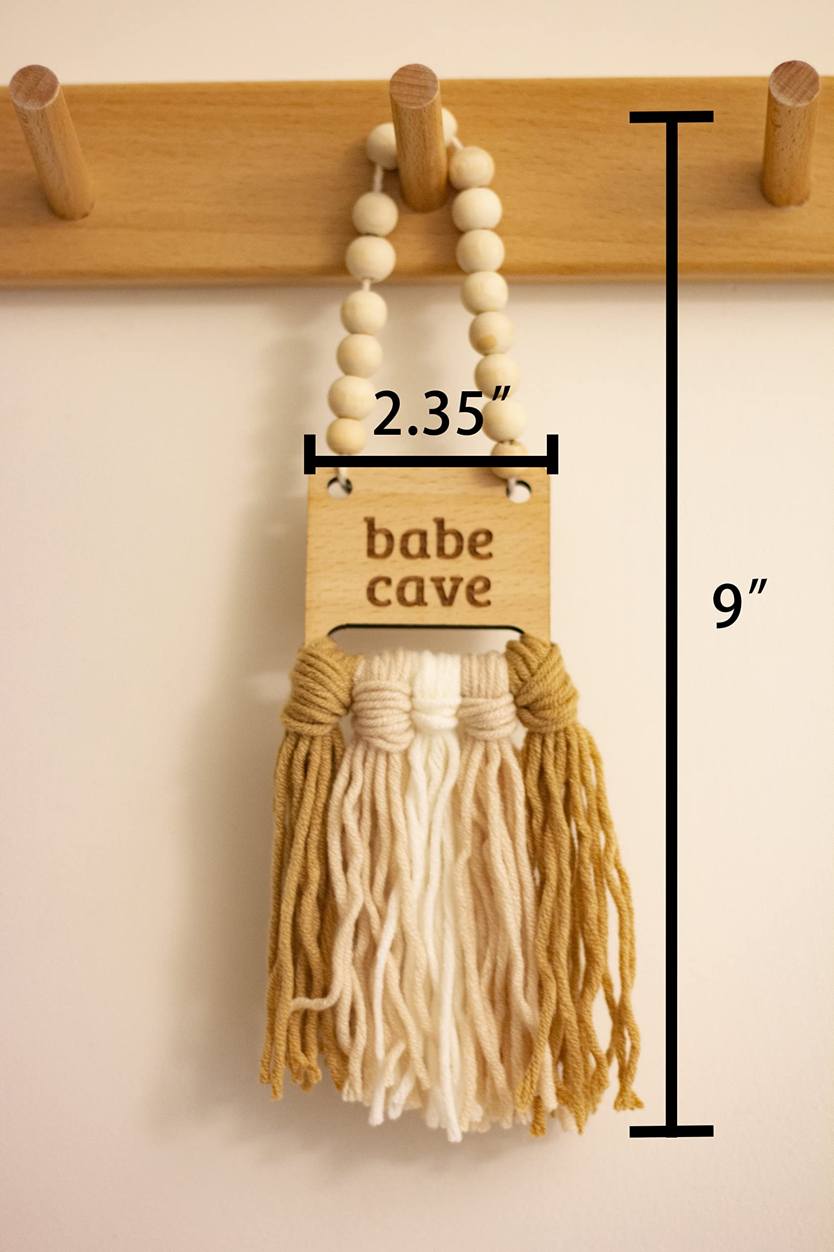 Decocove Babe Cave Sign - Wood Bead Garland - Boho Nursery Wall Decor for Girls and Boys - Neutral Home Decor - Baby Decor for Nursery - Door Sign for Toddler Room