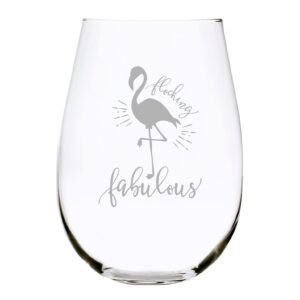 flocking fabulous flamingo stemless wine glass, 17 oz.
