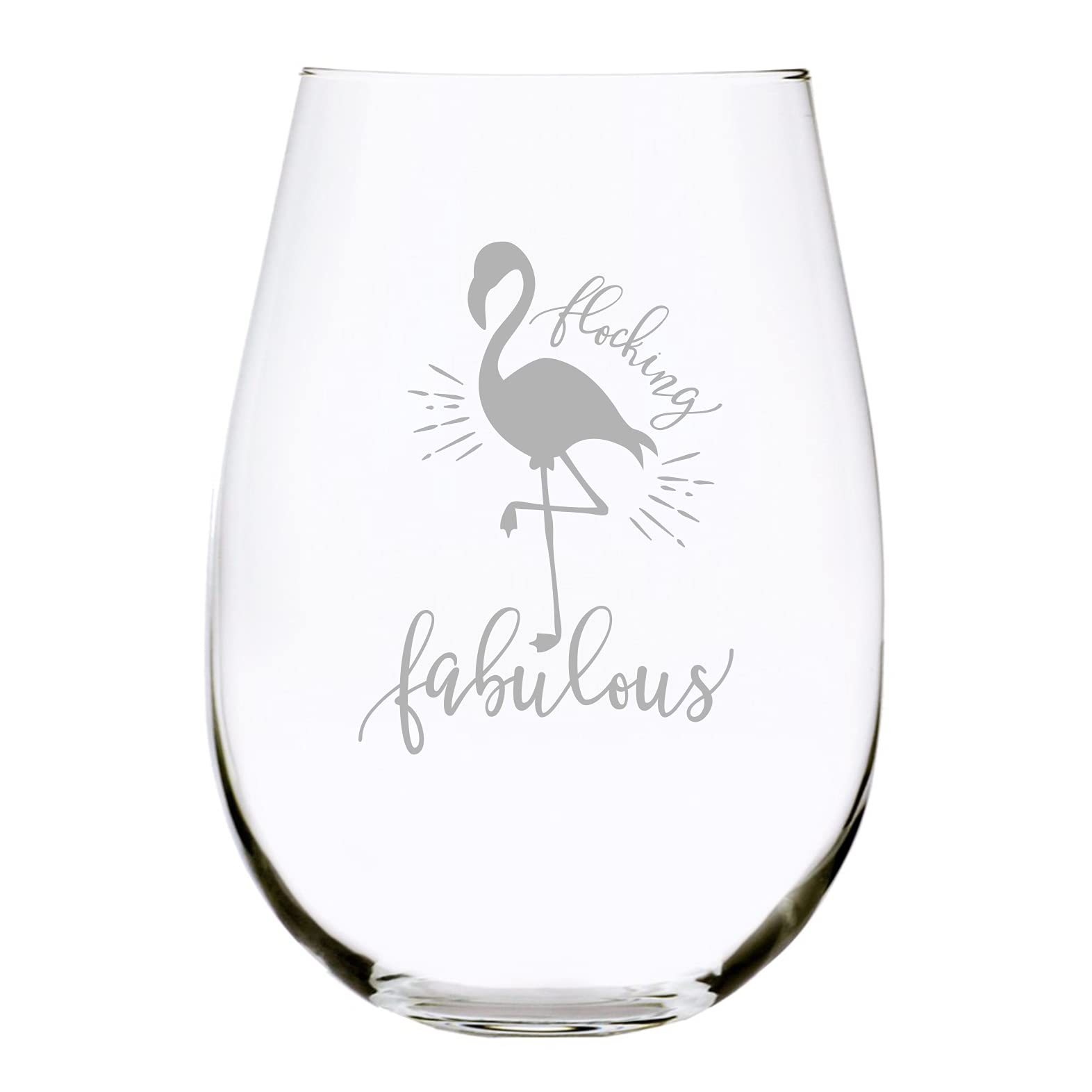 Flocking Fabulous flamingo stemless wine glass, 17 oz.