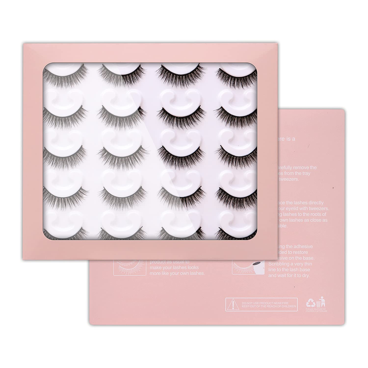 False Lashes Natural Look 6D Thick Faux Mink Lashes 10 Pairs 100% Handmake Reusable Fluffy Volume Full Strip Eye Lashes