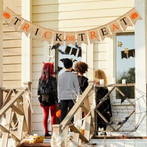 Trick or Treat Halloween Banner, 9.2ft/2.8m Burlap Halloween Bunting Garland with Pumpkin Pattern, Cute and Colorful Halloween Decorations Banner for Fireplace Wall Porch and Party