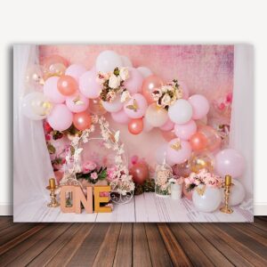 bellicremas butterflies gold pink first birthday photography background princess theme flowers pink carriage girls 1st birthday backdrop one year old cake smash banner