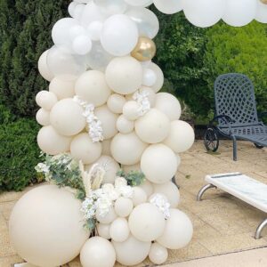 White Sand Balloons Latex Balloons 12inch 50pcs Nude White Party Balloons Thick Baby Shower Balloons Wedding Birthday Gender Reveal Party Decorations Supplies