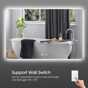 IOWVOE 20 x 28 Inch LED Mirror Backlit Bathroom Large Wall Mounted Vanity Makeup Mirror Dimmable Anti-Fog Lighted Mirror CRI 90 Adjustable Brightness