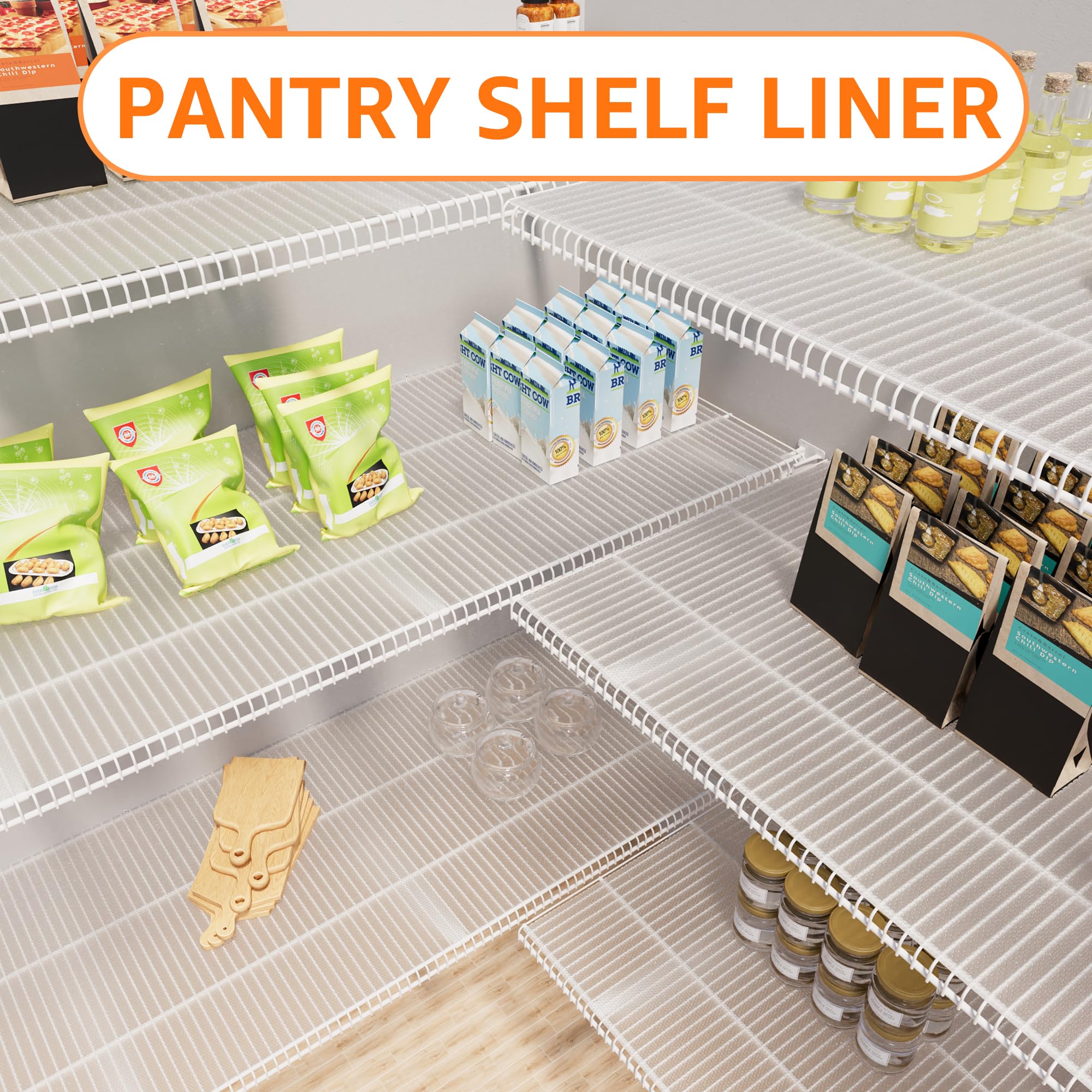 PABUSIOR Thicken Wire Shelf Liner - Transparent Pantry Shelf Liners, Heavy Duty Shelves Liners 11.5 Inch x 157 Inch, Easy to Cut Kitchens Drawer Liner