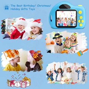 surfouma Kids Camera for Age 3-9 Girls Boys 1080P HD Digital Christmas Birthday Gifts Toys Toddler Children Portable Multiple Photo Frames with Games 3 4 5 6 7 8 9 Year Old 32G SD Card BLUE