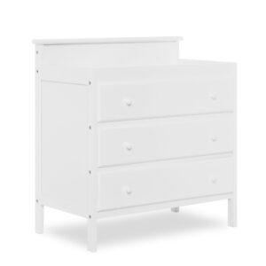 dream on me mason modern changing table with free changing pad in white, three spacious drawers, made of new zealand pinewood, includes 1" mattress pad and anti-tipping kit