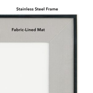 ABEL Stainless Steel Tabletop Photo Frame with Tempered Glass - Rectangular Shape, 4x6 Size, Nickel Plated Green, Includes Mat Board, Cardboard Backing and Backboard