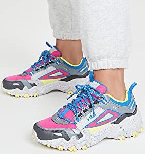 FILA Women's Oakmont TR Sneaker, Pink Glo/Monument/Electric Blue, 7