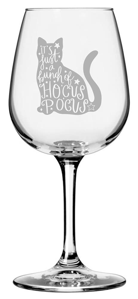 Hocus Pocus Cat Happy Halloween Etched 12.75oz All Purpose Wine Glass