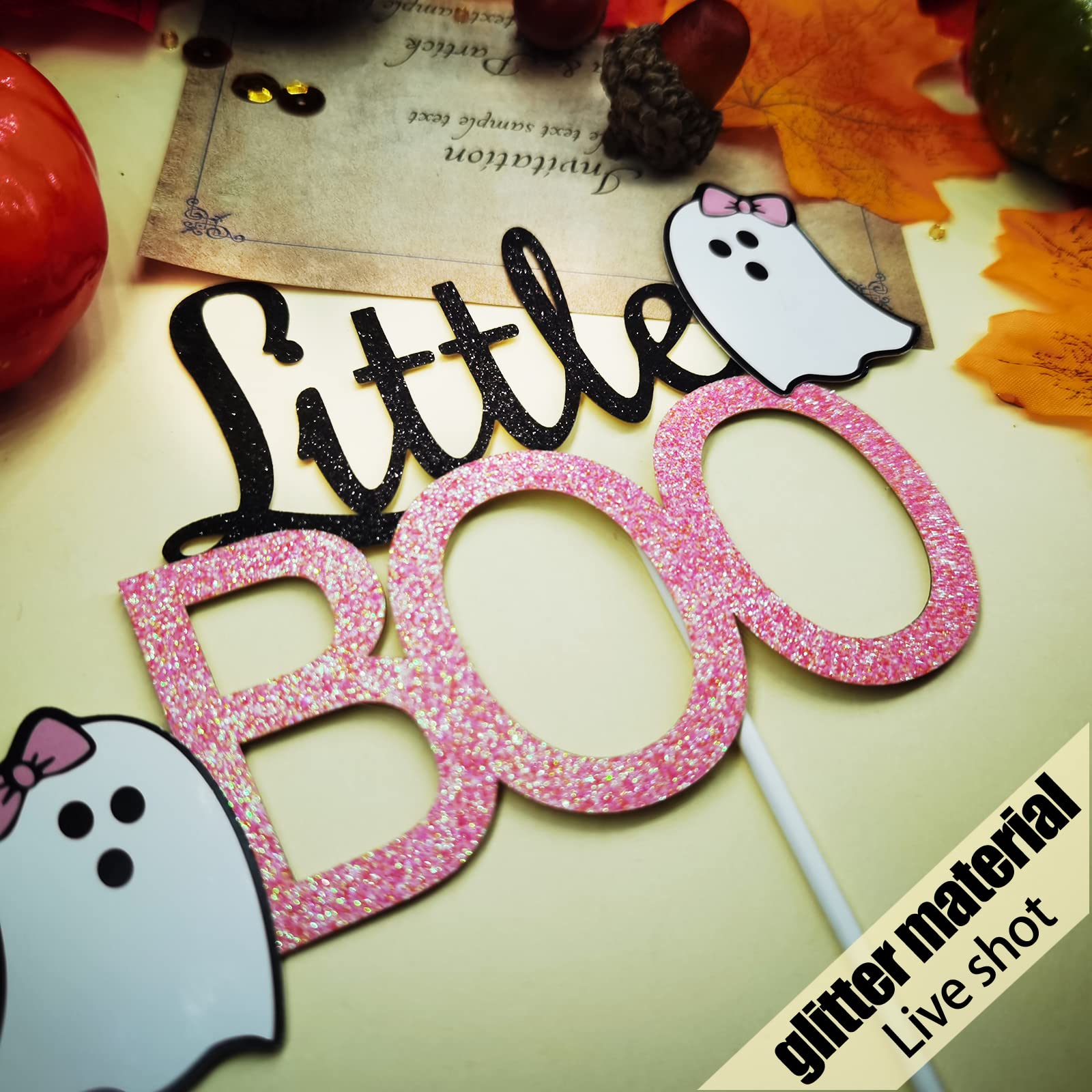 Glitter Pink Little Boo Banner Boo Garland,Bats Decor,Halloween Bats,Halloween Ghost for Halloween Girl Baby Shower,Little Boo Baby Shower Decorations,Pink Black Girl Birthday Party Banner