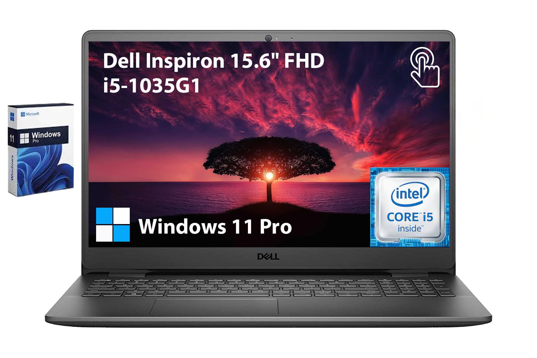 Dell Inspiron 15.6" FHD Touchscreen Business Laptop, Core i5-1035G1 (Beats i7-7500U) Up to 3.6GHz, Windows 11 Pro, 16GB RAM, 1TB SSD, AC WiFi, Bluetooth, Media Card Reader
