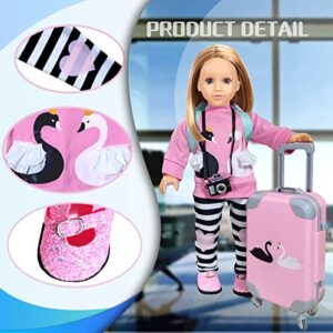 18 Inch Girl Doll Travel Suitcase Play Set Doll Clothes - Accessories Including Luggage Cute Backpack 2 Sets of Doll-Clothes- Shoes Camera Computer Phone Tablet Passport ARTST