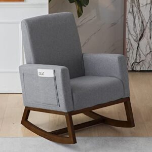 Paddie Rocking Chair Nursery Glider Rocker Chair Tall Back Upholstered Accent Armchair for Living Room Bedroom Office