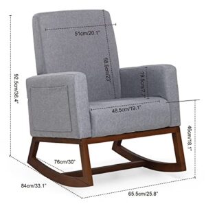 Paddie Rocking Chair Nursery Glider Rocker Chair Tall Back Upholstered Accent Armchair for Living Room Bedroom Office