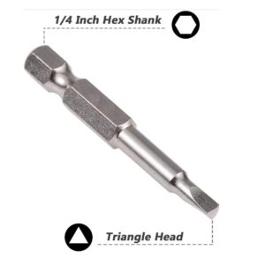 Uacen 5 Piece Magnetic Triangle Screwdriver Bit, S2 Steel Triangular Screwdriver Bit Set 1/4 Inch Hex Triangle Drill, 50 mm Length