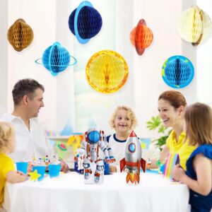 11 Pieces Outer Space Party Decorations Solar System Hanging Decorations Galaxy Planet Honeycomb Hanging Supplies 3D Rocket Astronaut for Kids Solar System Space Birthday Party Ceiling Ornaments Decor