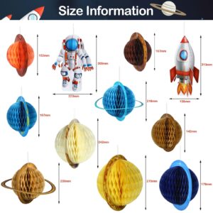 11 Pieces Outer Space Party Decorations Solar System Hanging Decorations Galaxy Planet Honeycomb Hanging Supplies 3D Rocket Astronaut for Kids Solar System Space Birthday Party Ceiling Ornaments Decor