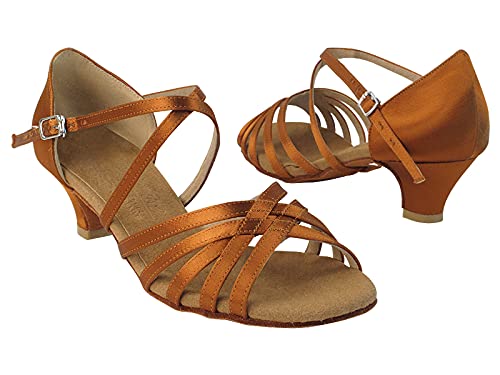 Very Fine Women's Salsa, Latin, Practice Ballroom Dance Shoes - S9216 (S9216 Copper Tan Satin 1.2" Cuban Heel, numeric_6_point_5)