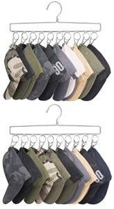 mkono hat organizer hanger for closet set of 2 baseball cap with 20 clips stainless steel rack holder caps, silver hangers organizer, fits all pieces