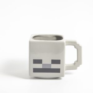 Zak Designs Minecraft Mug Unique 3D Sculpted Ceramic Coffee Cup 3 Piece Set, Collectible Keepsake Square Coffee Mugs (21oz, Creeper & Skeleton & TNT)