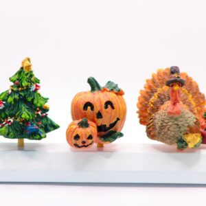 Christmas Kitchen Decor - Unique Paper Towel Holder W/Interchangeable Seasonal Decoration Tops - Christmas Paper Towel Holder - Holiday Tops Christmas Tree, Turkey Pumpkin 3 Fall