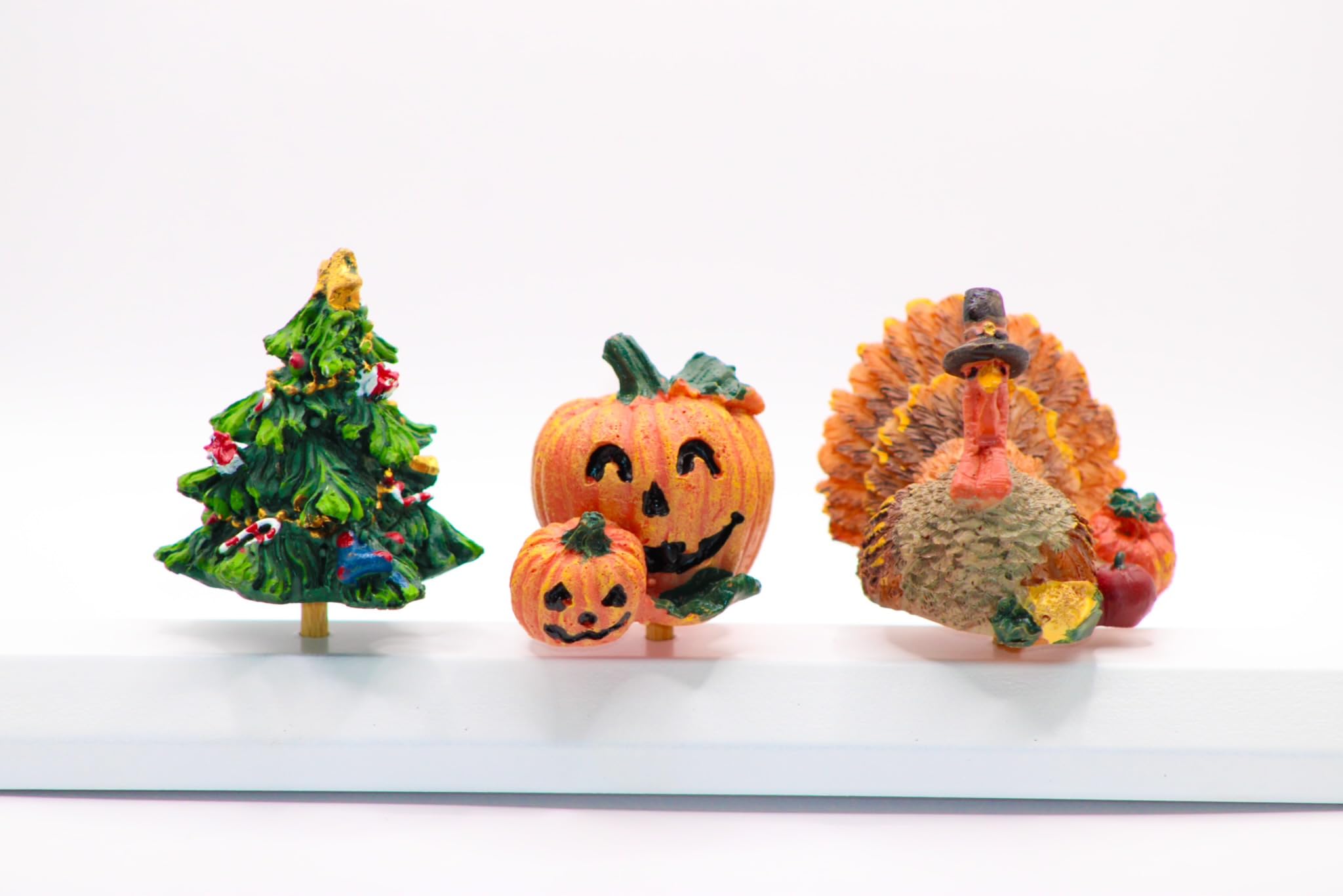 Christmas Kitchen Decor - Unique Paper Towel Holder W/Interchangeable Seasonal Decoration Tops - Christmas Paper Towel Holder - Holiday Tops Christmas Tree, Turkey Pumpkin 3 Fall