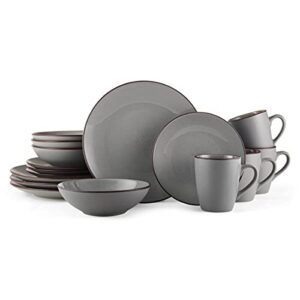 pfaltzgraff pierce 16-piece dinnerware set, service for 4, gray